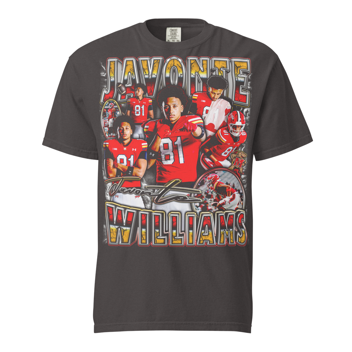 Javonte Williams Comfort T-Shirt - Graphite - Product mockup